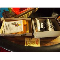 Box Full Of Items, Drop Sheet, Sanding Paper, Book, Answering Machine