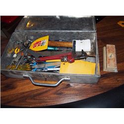 Toolbox With Contents, Wrench, Sanding Block Tools