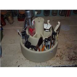 Sorter Full Of Crafting Supplies, Pencils, Paintbrushes Etc.