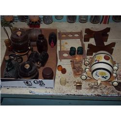 Box Of Mini Kegs, Glasses, Salt And Peppers