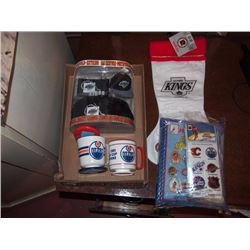 Box Full Of NHL Advertising Items, Oilers, Kings