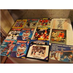 Box Full Of Hockey Memorabilia And Calendars