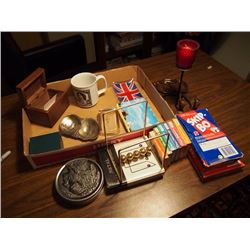 Box Of Office Toys, Ripleys Believe It Or Not Cards, Candle, Etc.