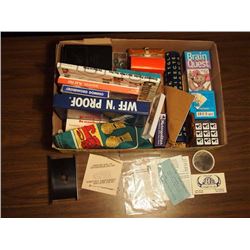 Box Full Of Games, Authentic British Police Whistle, Sask Flag, Brain Teasers