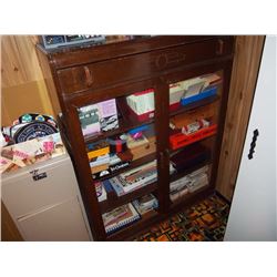 Wooden Cabinet With Glass Doors, And Compartment, No Contents, 36"x46"x12"