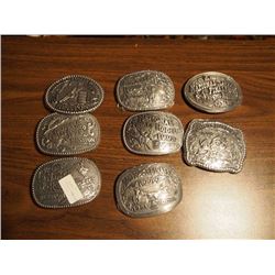 Lot Of Heston National Finals Rodeo Belt Buckles, Set From 1989-1996