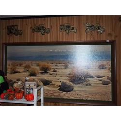 Lot Of Wall Pieces, Arizona Print, Cars, Wire Piece