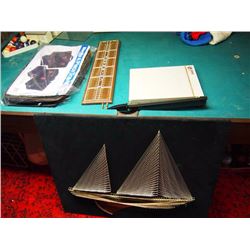 Large Cribbage Board, Wire Wall Piece, Paper Cutter, Travel Set