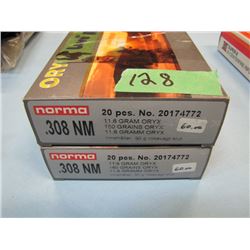LOT 24 RNDS 308 NORMA MAG AMMO & 16 BRASS
