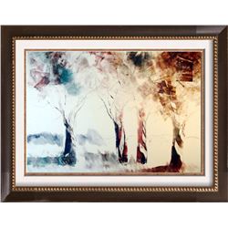 Acrylic Painting on Paper Fantastic Abstract Trees Signed Large Art