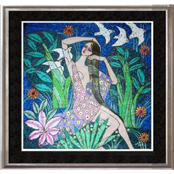 Asian Flight Art Original Stone Painting Student TING JIANG Yunnan School Student Dealer Sale