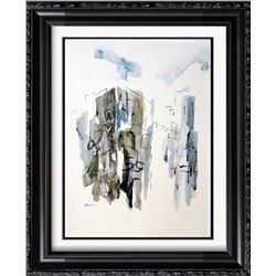 Beautiful Signed Original Watercolor on Board Abstract Modern Art