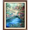 Image 1 : Waterfall Landscape Original Acrylic DEALER ART LIQUIDATES Museum Quality Painting Impressionism Art