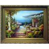 Image 1 : Landscape Scenic Ocean Floral Museum Framed DEALER ACRYLIC Museum Quality Painting Impressionism Art