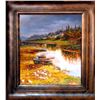 Image 1 : Water Boat Scene Detailed SIGNED Painting Canvas Realism Heavy Texture Original Landscape Scenic