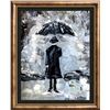 Image 4 : Man with Umbrella Textured Signed Original Palette Knife Canvas Painting