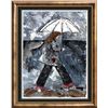 Image 4 : Chicago Windy City Girl with Umbrella Original Palette Heavy Texture Canvas