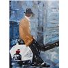 Image 2 : Vespa Palette Knife Italian Man Heavy Texture Signed Janier Original Art