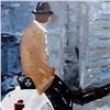 Image 3 : Vespa Palette Knife Italian Man Heavy Texture Signed Janier Original Art