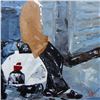 Image 4 : Vespa Palette Knife Italian Man Heavy Texture Signed Janier Original Art