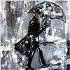 Image 3 : Janier Man with Umbrella City Scene Textured Contemporary Thick Texture