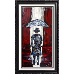 Modern Contemporary Abstract Original Umbrella Red & Black Bold Textured Janier