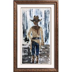 Cowgirl Textured Original Painting Acrylic Palette Knife Janier