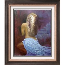 Bob Shepherd Nude Reclining Original Painting on Canvas Reaslism Colorful