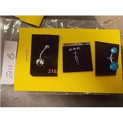 NEW BODY JEWELERY - 316 SURGICAL STEAL - 3 ASSORTED PER LOT