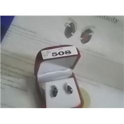 EARRINGS - NEW 4 CT MARQUIS FACETTED GARNET & DIAMONDS IN  STERLING SILVER SETTING - ILUDES CERTIFIC