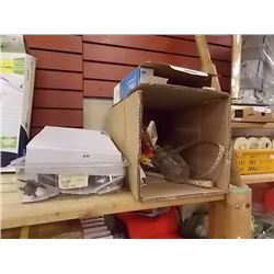 SHELF LOT - RADIO, BOX MISC AND MORE