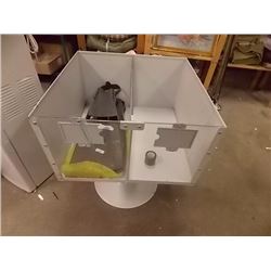 COMMERCIAL METAL STORE DISPLAY BIN ON PEDESTAL - GREY - CAN BE 1 OR 2 COMPARTMENT