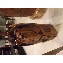 UNIQUE HAND CRAFTED CHAIN SAW CARVING - STUMP BEAR - 21.5" TALL  X 10 X 8"