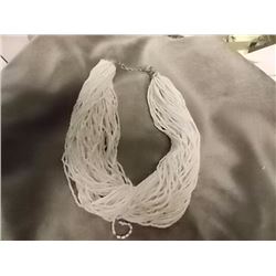 NECKLACE - MULTI STRANDS - WHITE BEADS