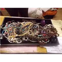 LARGE LOT OF ASSORTED BEADED NECKLACES - TRAY NOT INCLUDED