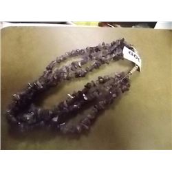 NECKLACE - AMETHYST GEM STONES  - THREE STANDS - RETAIL ESTIMATE - $150