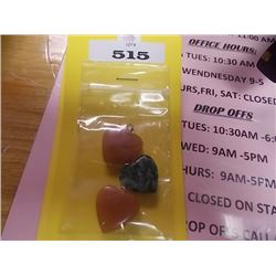 ASSORTED HEART PENDANTS - JASPER GEMSTONE - 3 TTL