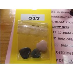 ASSORTED HEART PENDANTS - JASPER GEMSTONE - 3 TTL
