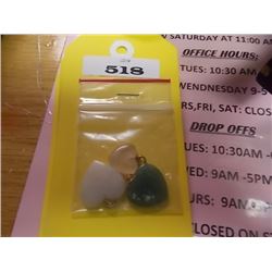 ASSORTED HEART PENDANTS - JASPER GEMSTONE - 3 TTL