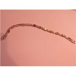 BRACELET - 6.5CT (13) OVAL FACETTED MULTI-GEMSTONE & DIAMONDS IN STERLING SILVER FIGURE 8 DESIGN SET