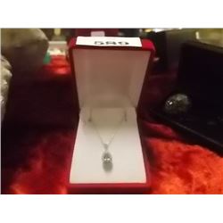 NECKLACE - PEAR FACETTED AMETHYST & DIAMOND IN STERLING SILVER SETTING - 2 VS CLARITY DIAMONDS - APP