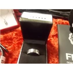 RING - MAN'S TITANIUM? - NON-FEROUS - WITH MIDDLE BAND