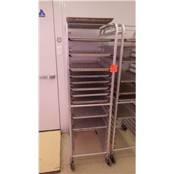 SHEET PAN SHELF WITH WHEELS AND TEN SHEET PANS