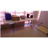 Image 1 : APPROX 8 FOOT WOOD TABLE WITH FOLDING LEGS