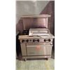 Image 1 : AMERICAN GAS RANGE 6 BURNER AND GAS OVEN WITH STAINLESS STEEL UPPER SHELF ON WHEELS