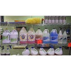 SHELF OF DUST BAN/GLASS CLEANER AND LIME AWAY