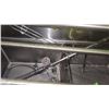 Image 3 : 46" STAINLESS STEEL DUAL TUB SINK W/STEEL SHELVING AND 64" STAINLESS STEEL RACK FOR POTS AND PANS