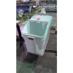2 PLATIC FLOUR BINS ON WHEELS