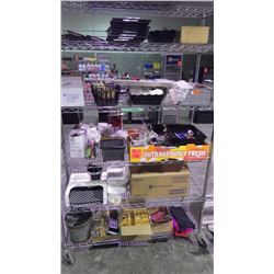 8 VARIOUS MISC. SUPPLIES TAPE/LIGHT BULBS/CALCULATOR/PLACE MATS/NAPKINS/STIR STICKS/MENU BOARDS/SALT