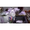 Image 9 : 8 VARIOUS MISC. SUPPLIES TAPE/LIGHT BULBS/CALCULATOR/PLACE MATS/NAPKINS/STIR STICKS/MENU BOARDS/SALT
